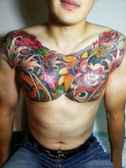 男性大花胸_42张优秀的男性大花胸纹身图案图片