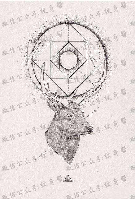 几何动物手稿_9张创意动物几何纹身手稿图案素材