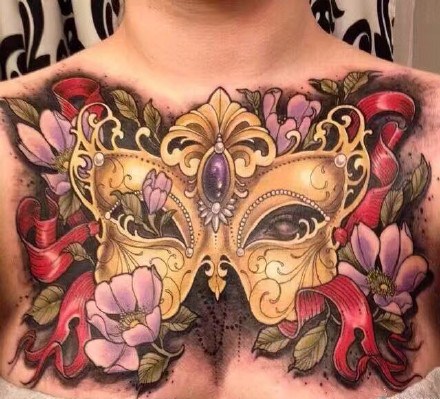 女性大花胸纹身_43张霸气漂亮的女性大花胸纹身图案作品