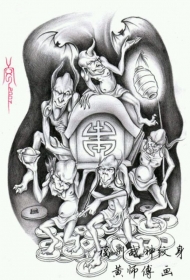 五鬼抬棺手稿_一组五鬼运棺的作品+手稿图案作品缩略频道推荐图