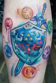 盾牌纹身图案_11张个性的兵器武器盾牌纹身作品图片