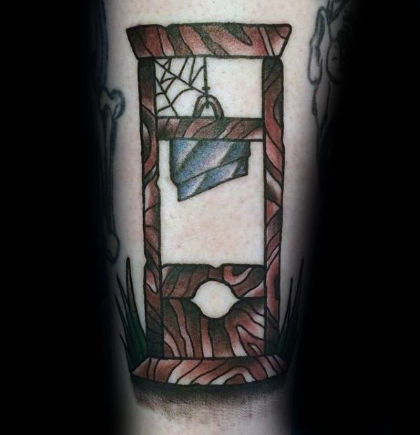 断头台纹身图案-一组古代行刑的断头台纹身图案图片