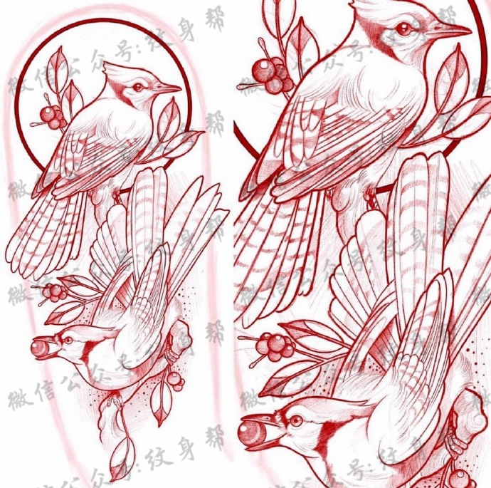 newschool线稿_17张彩色newschool纹身手稿线稿图案