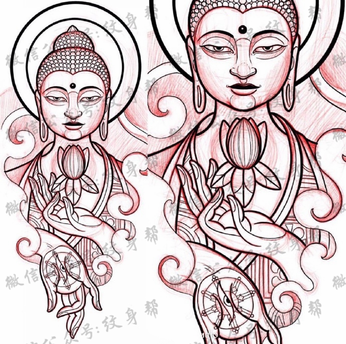 newschool线稿_17张彩色newschool纹身手稿线稿图案