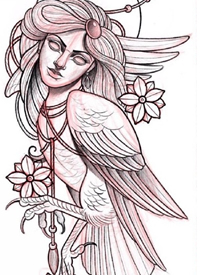 newschool线稿_17张彩色newschool纹身手稿线稿图案