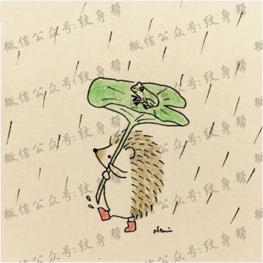 卡通刺猬手稿_18张可爱的小清新卡通创意刺猬纹身手稿图案