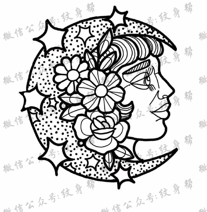 oldschool线稿_17张黑白oldschool纹身手稿线稿图案素材