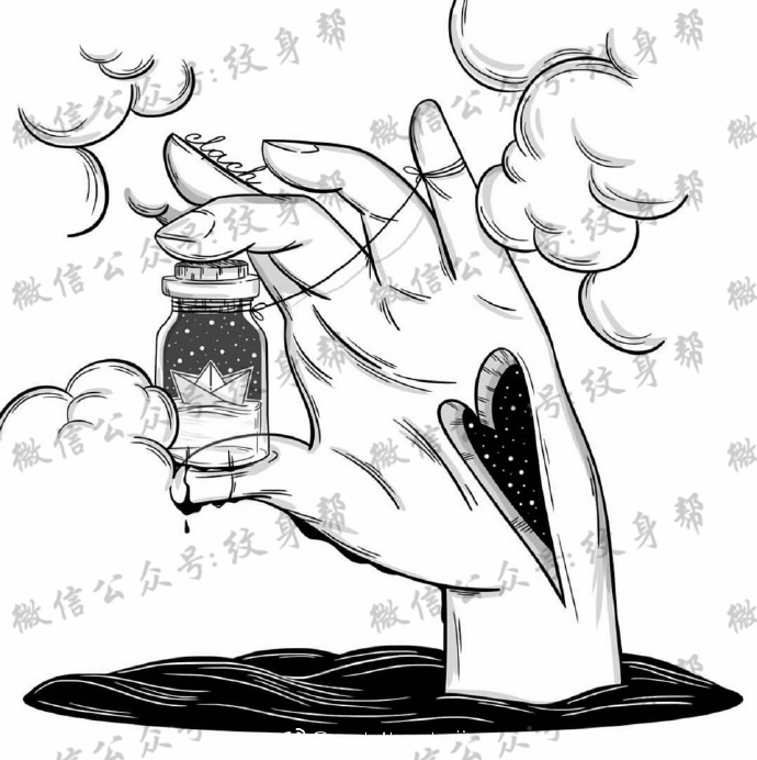 创意插画手稿_27张黑白色创意插画纹身手稿图案欣赏