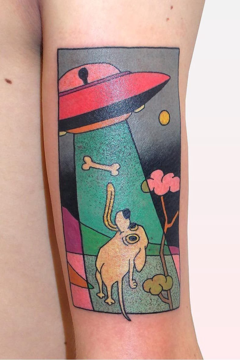 卡通彩色纹身_一组女生可爱的水彩色卡通纹身图案作品图片