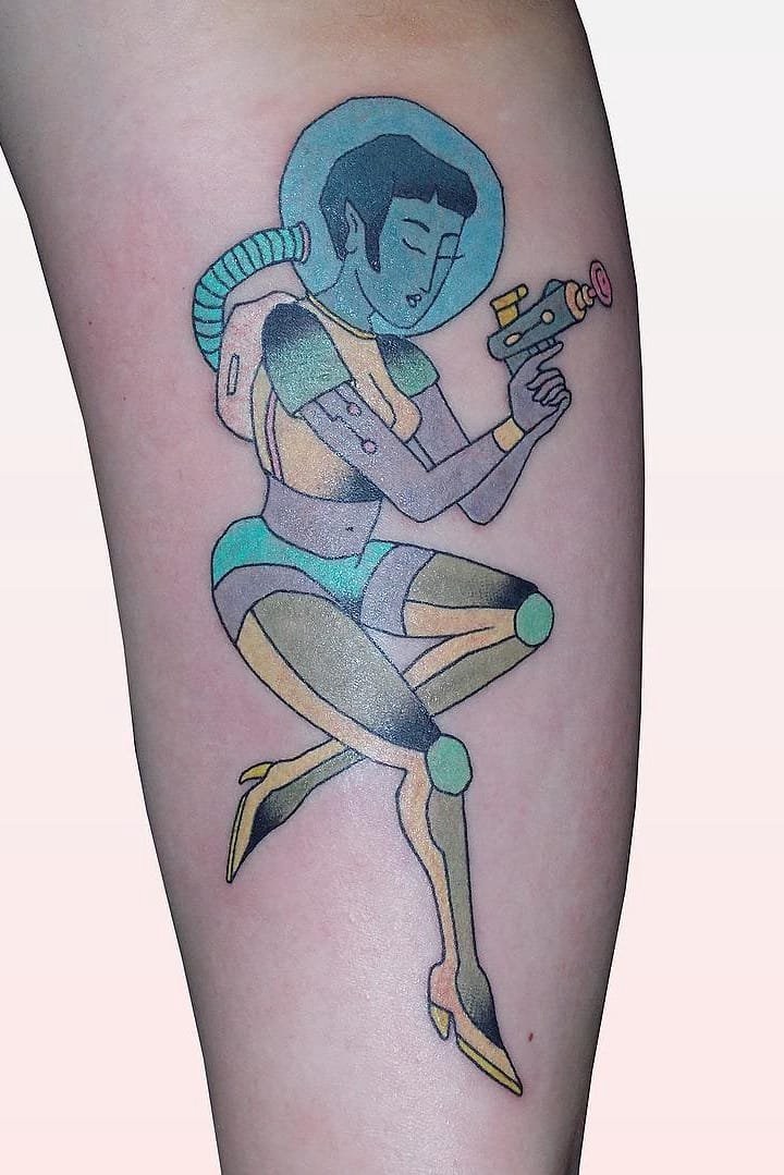 卡通彩色纹身_一组女生可爱的水彩色卡通纹身图案作品图片