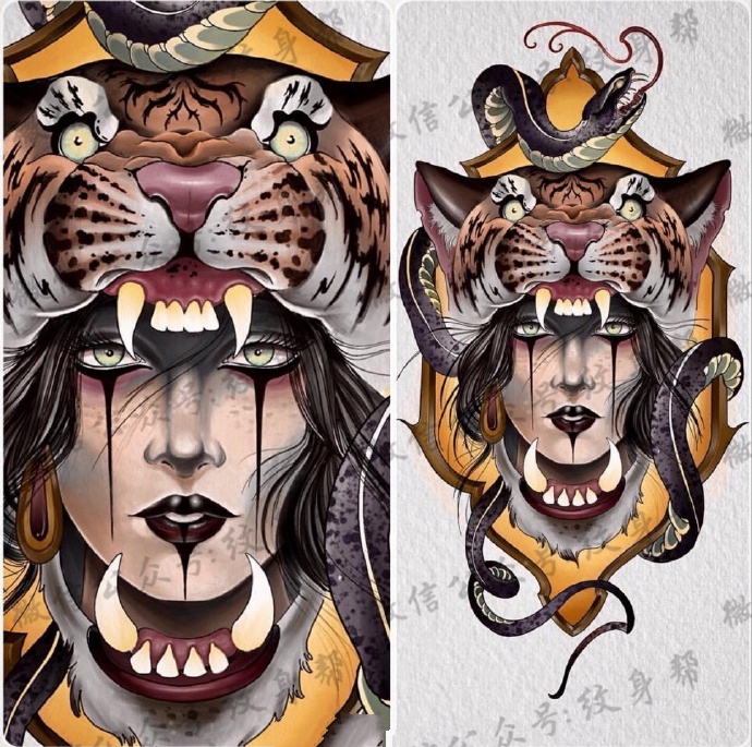 newschool纹身手稿_35张纹身色彩艳丽鲜明的newschool手稿图案素材图片