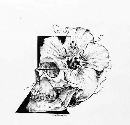 几何骷髅手稿图片_19张骷髅+几何图形纹身手稿图案