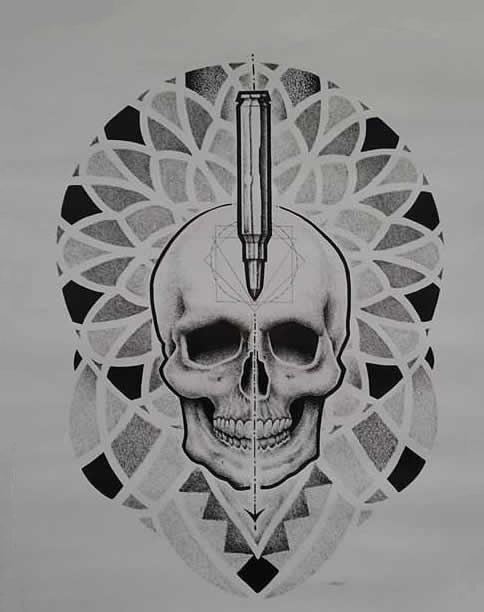 几何骷髅手稿图片_19张骷髅+几何图形纹身手稿图案