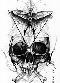 几何骷髅手稿图片_19张骷髅+几何图形纹身手稿图案