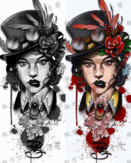 花臂纹身手稿_9张适合花臂的纹身手稿图片图案欣赏