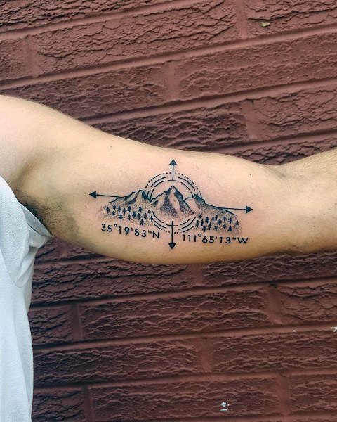 坐标经纬度纹身图案_10张黑灰地理经纬度坐标纹身图案图片