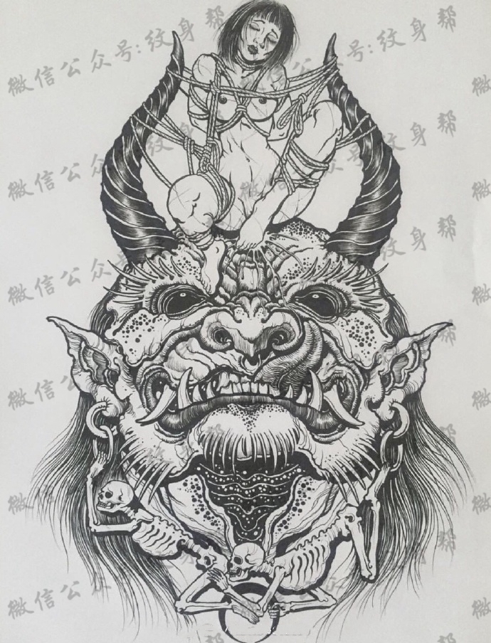 新传统纹身线稿_18张黑白新传统风格的纹身手稿线稿图案