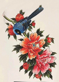 传统花卉纹身手稿_21张传统的纹身花卉手稿图案图片