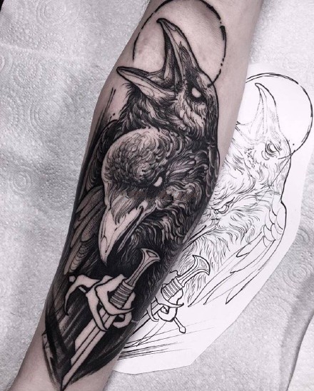 男性手臂newschool纹身_18张男性手臂上黑灰newschool纹身图案图片