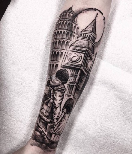 男性手臂newschool纹身_18张男性手臂上黑灰newschool纹身图案图片