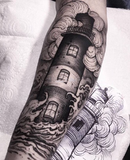 男性手臂newschool纹身_18张男性手臂上黑灰newschool纹身图案图片