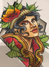 newschool彩色_18张好看的newschool彩色的纹身手稿图案素材