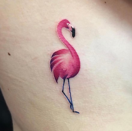 火烈鸟纹身图_14张粉红色的火烈鸟纹身图案作品图片