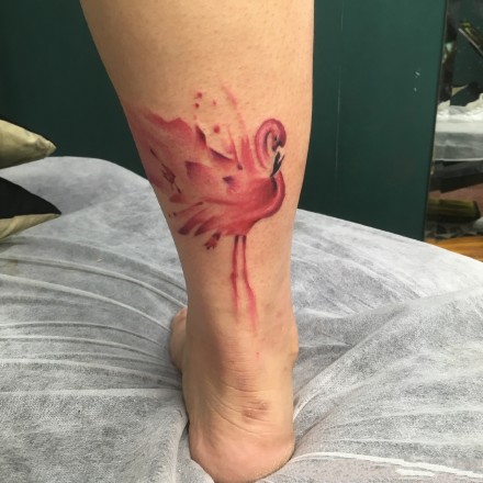 火烈鸟纹身图_14张粉红色的火烈鸟纹身图案作品图片