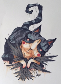 奇幻动物插画手稿_一组18张彩色创意奇幻动物插画纹身手稿图案