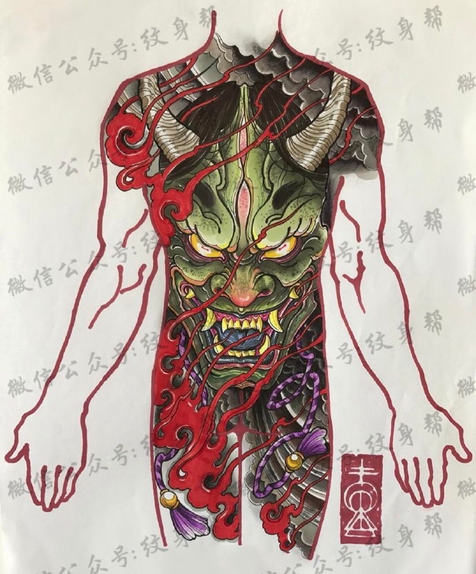 一组9张超狠的彩色纹身手稿图案欣赏