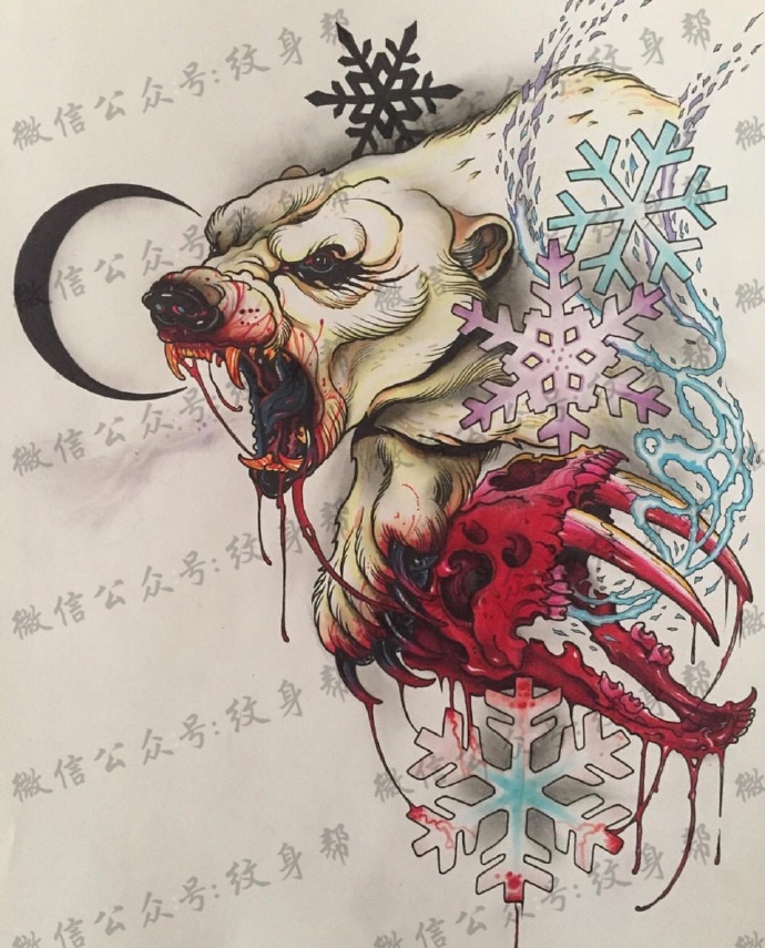 一组9张超狠的彩色纹身手稿图案欣赏