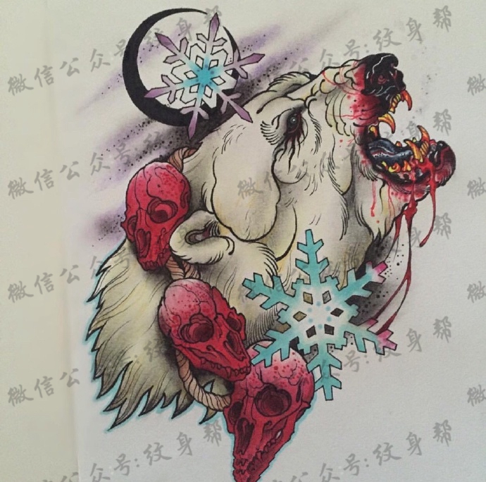 一组9张超狠的彩色纹身手稿图案欣赏