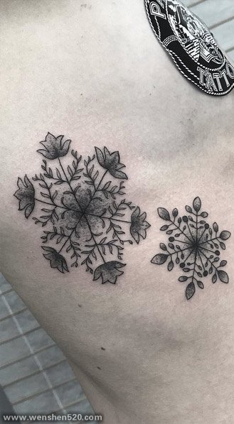 纹身雪花 白雪纷飞的唯美雪花纹身图案