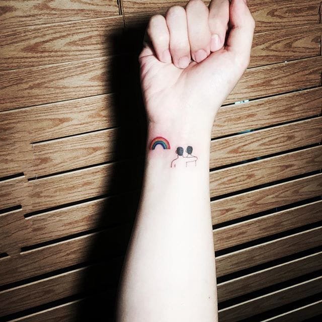 小清新纹身-创意有趣的七彩彩虹元素的文艺小清新纹身图案