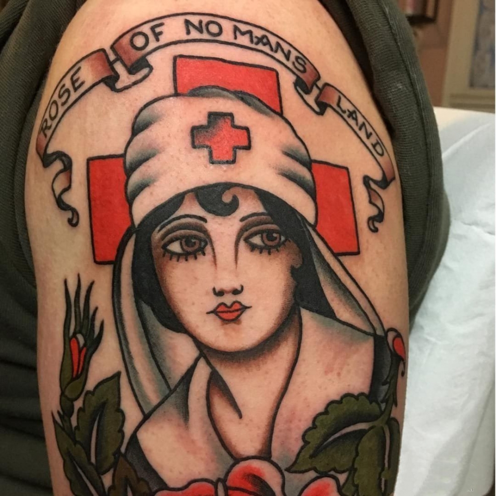 彩绘纹身-彩绘水彩素描的创意复古的女生人物纹身图案