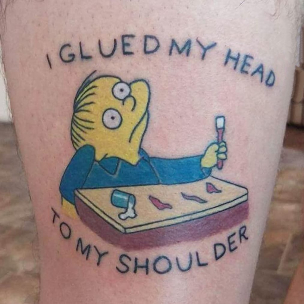 水彩纹身-彩绘水彩素描的创意有趣精致的辛普森卡通纹身图案