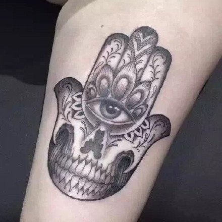 符号纹身-法蒂玛幸运之手保佑平安祈求健康的纹身图片