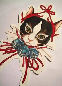 传统纹身手稿-红黑相间的传统纹身手稿图案