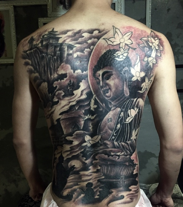 佛像满背纹身图案-20张传统佛像满背纹身图片