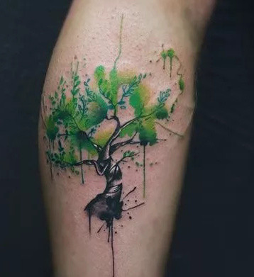 水彩纹身图案-简单又文艺的彩色纹身小图案