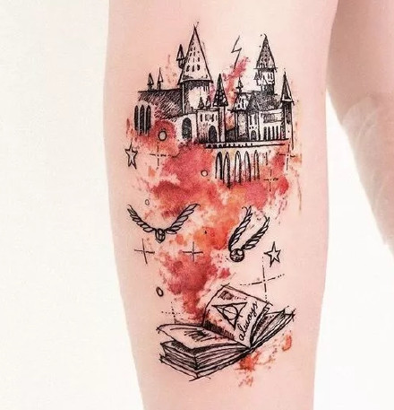 水彩纹身图案-简单又文艺的彩色纹身小图案