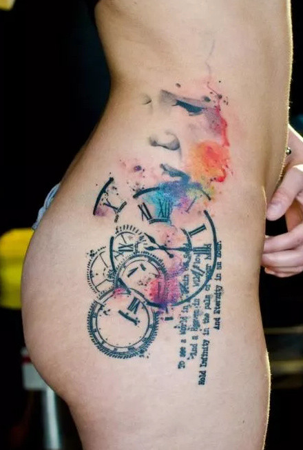 水彩纹身图案-简单又文艺的彩色纹身小图案