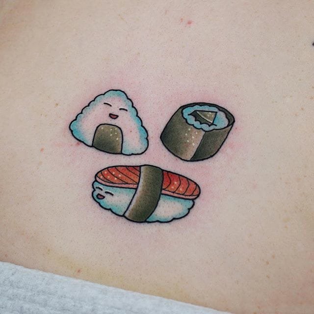 小清新纹身图案-彩绘最可爱小清新小寿司纹身图案