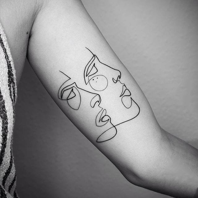 人物纹身图案-黑色线条几何元素创意精致超现实主义抽象人物纹身图案