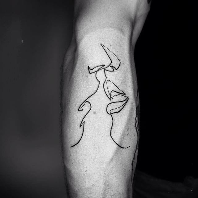 人物纹身图案-黑色线条几何元素创意精致超现实主义抽象人物纹身图案