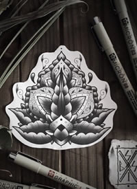 梵花纹身手稿图案-传统梵花纹身手稿图片