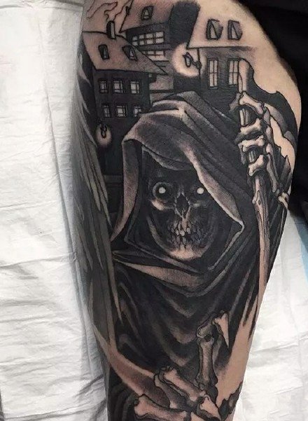 酷炫纹身图案-酷黑的人物风格纹身图片