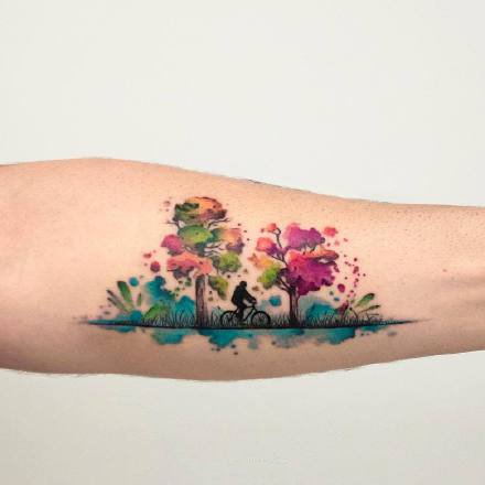 水彩纹身图案-德国纹身师Koray Karagözler的水彩纹身作品图片