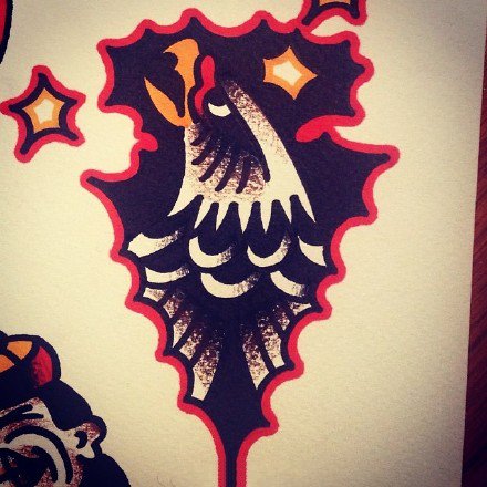 old school小图纹身手稿图案-9张红黑的old school纹身手稿图片