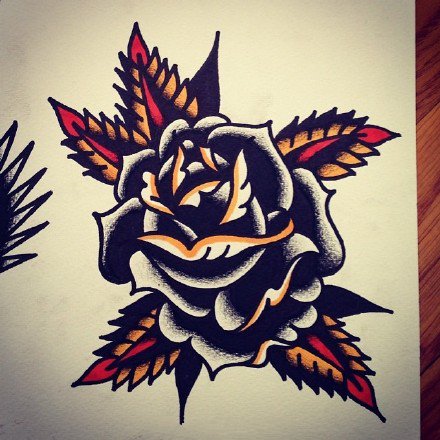 old school小图纹身手稿图案-9张红黑的old school纹身手稿图片